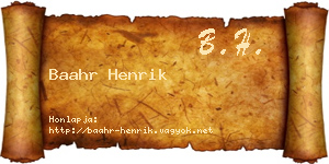 Baahr Henrik névjegykártya